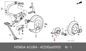 Комплект подшипника ступицы колеса 42200SE0955 HONDA
