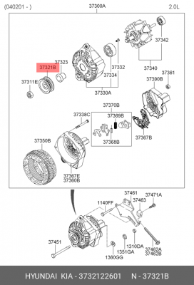 Шкив генератора 3732122601 HYUNDAI KIA