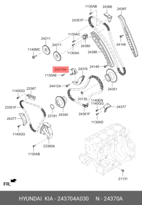 Натяжитель, цепь привода 24370-4A030 HYUNDAI KIA