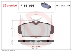 Комплект тормозных колодок, диско P56036 BREMBO