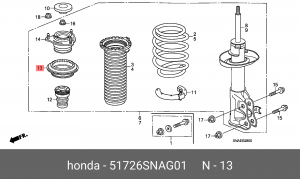 Подшипник опоры амортизатора подвески 51726-SNA-G01 HONDA