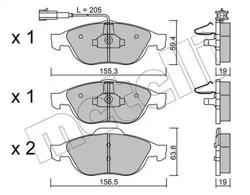 Комплект тормозных колодок, диско 2202201 METELLI
