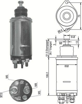 Тяговое реле, стартер 940113050303 MAGNETI MARELLI
