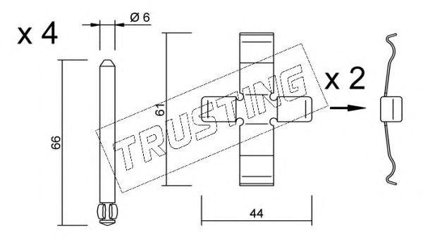 Комплектующие, колодки дискового тормоза KIT088 TRUSTING