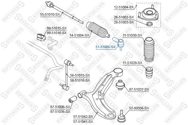 Наконечник рулевой тяги 51-51006-SX STELLOX
