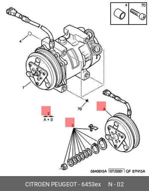 Шкив компрессора кондиционера 6453 EX CITROEN PEUGEOT