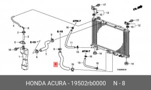 Патрубок системы охлаждения ДВС 19502RB0000 HONDA