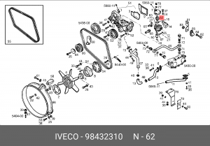 Термостат, охлаждающая жидкость 98432310 IVECO