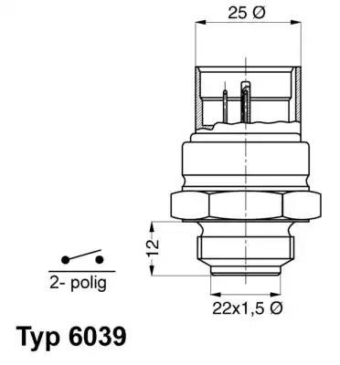 Термовыключатель, вентилятор радиатора 6039.95D WAHLER