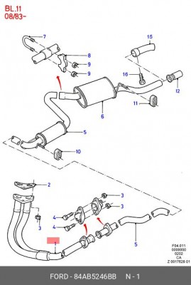 Труба приемная 84AB5246BB FORD