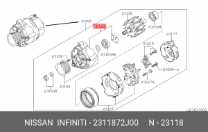 Ремкомплект, генератор 23118-72J00 NISSAN