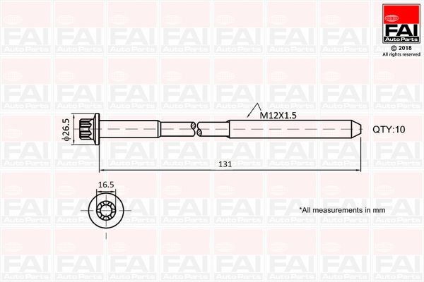 Комплект болтов головки цилидра B896 FAI