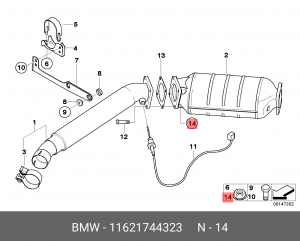 Гайка, выпускной коллектор 11 62 1 744 323 BMW