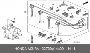 Ккомплект проводов зажигания 32700P14A00 HONDA