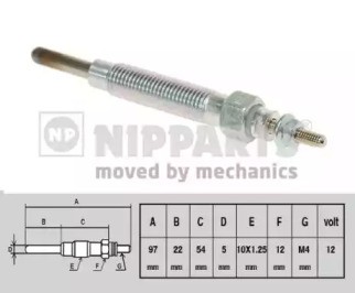 Свеча накаливания J5710500 H B JAKOPARTS NIPPARTS