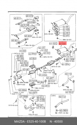 Средний глушитель выхлопных газов E525-40-100B MAZDA