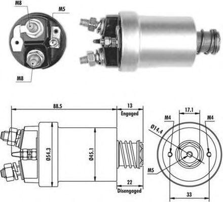 Тяговое реле, стартер 940113050378 MAGNETI MARELLI