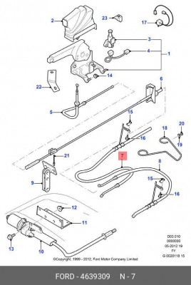 Трос, стояночная тормозная система 4639309 FORD