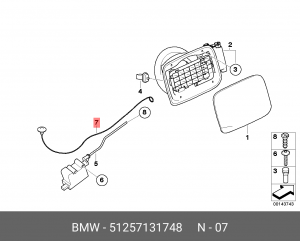 Тяга привода лючка бензобака 51 25 7 131 748 BMW