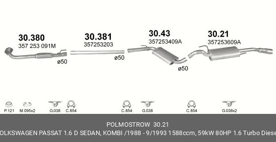 Глушитель - задняя часть системы ОГ 30.21 POLMOSTROW