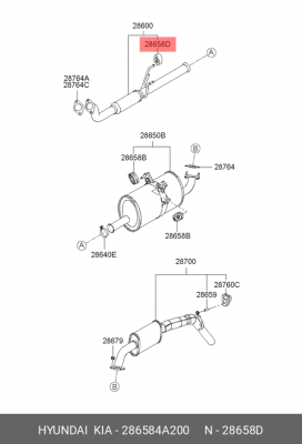 Резиновые полоски, система выпуска 286584A200 HYUNDAI KIA