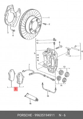 Комплект тормозных колодок, диско 99635194911 PORSCHE
