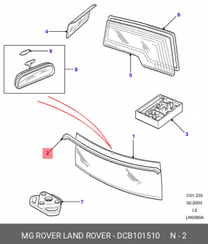Молдинг стекла DCB101510 LAND ROVER