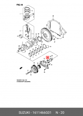 Уплотняющее кольцо, коленчатый вал 16114-66G01 SUZUKI