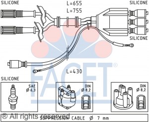 Ккомплект проводов зажигания 4.8507 FACET