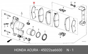 Комплект тормозных колодок, диско 45022SA6600 HONDA