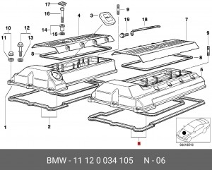 Комплект прокладок, крышка головки цилиндра 11 12 0 034 105 BMW