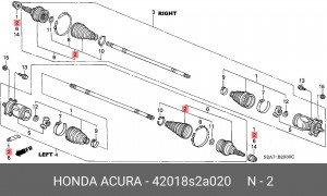 Комплект пылника, приводной вал 42018S2A020 HONDA