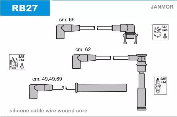 Ккомплект проводов зажигания RB27 JANMOR