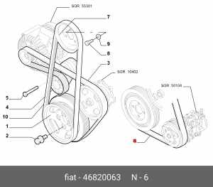 Поликлиновой ремень 46820063 ALFA FIAT LANCIA