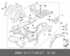 Днище багажника 41 11 7 145 311 BMW