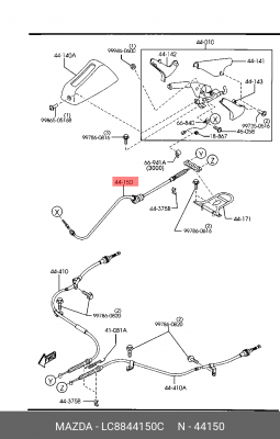 Трос, стояночная тормозная система LC8844150C MAZDA