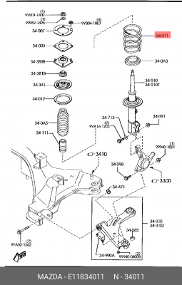 Пружина подвески E118-34-011 MAZDA