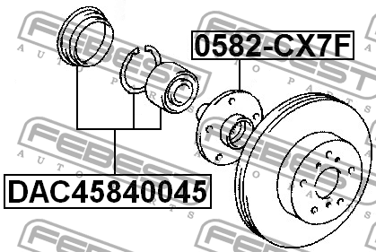 Подшипник ступицы колеса (комплект) DAC45840045 FEBEST
