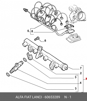 Распределительный трубопровод, топливо 60653289 ALFA FIAT LANCIA