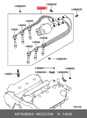 Провода высоковольтные системы зажигания (комплект) MD322768 MITSUBISHI