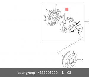 Комплект тормозных колодок 4833005000 SSANG YONG
