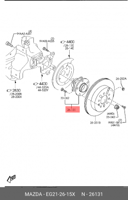 Подшипник ступицы колеса со ступицей (комплект) EG212615X MAZDA