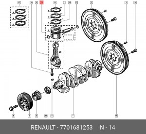 Поршень ДВС 7701681253 RENAULT