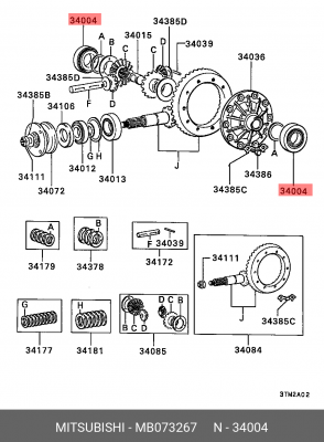 Подшипник дифференциала MB073267 MITSUBISHI