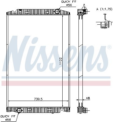 Радиатор, охлаждение двигател 63329A NISSENS