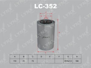 Фильтр масляный двигателя LC-352 LYNXAUTO