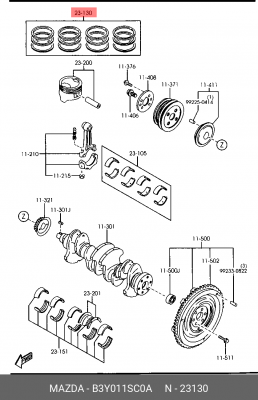 Поршневое кольцо B3Y011SC0A MAZDA