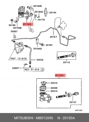 Главный цилиндр, система сцепления MB012696 MITSUBISHI