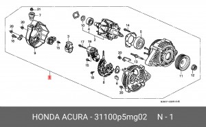 Генератор 31100P5MG02 HONDA