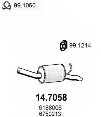 Глушитель выхлопных газов конечный 147058 ASSO